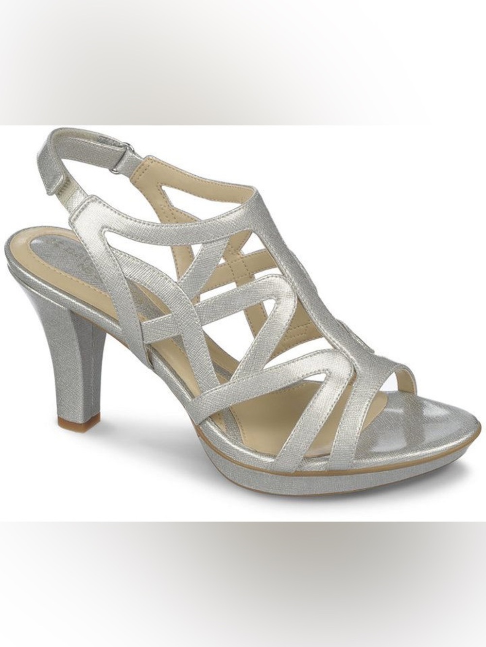 NIB Naturalizer Danya Silver Metallic Strappy Platform Sandals Sz 8